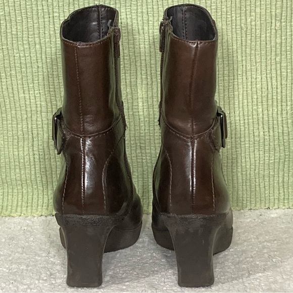 Marc Fisher Womens Ventura Brown Leather Mid Zip Wedge Boots Shoes - Size 6.5M - Picture 4 of 13